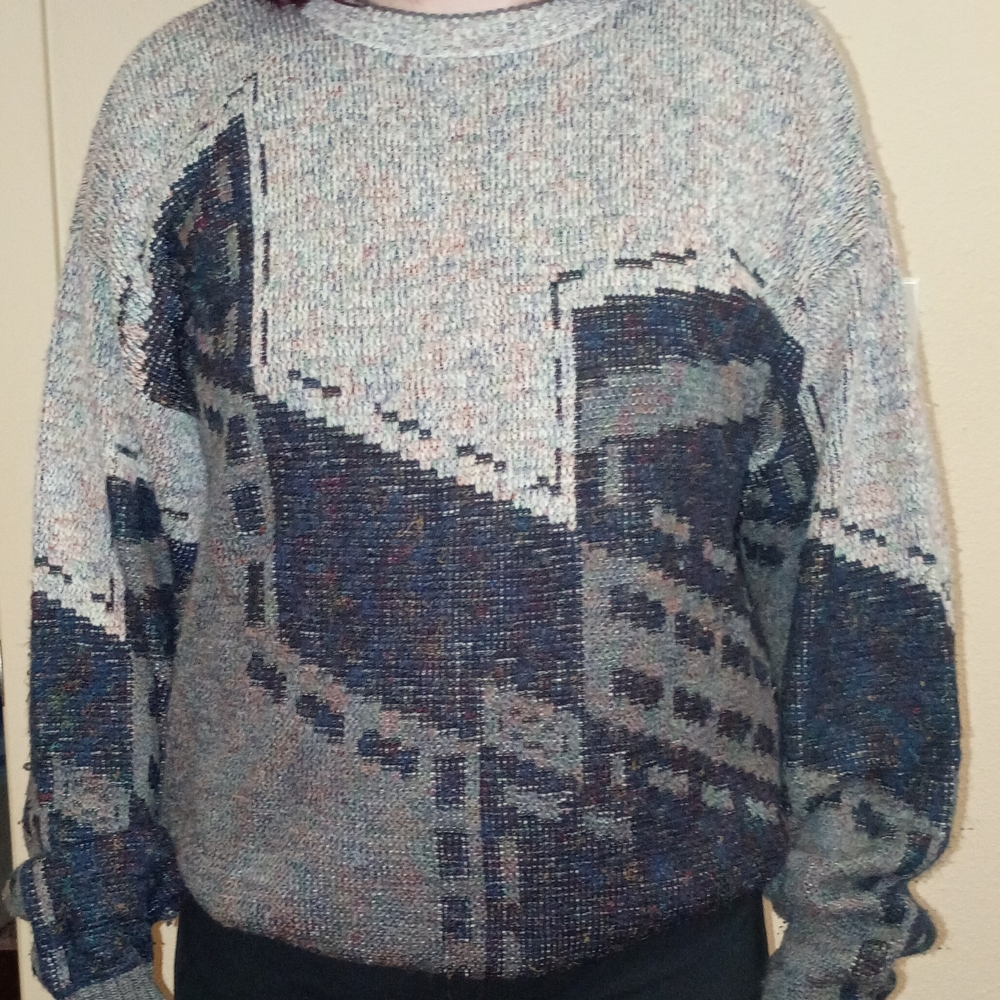 London Fog Urban Graphic Sweater - Blue and Gray